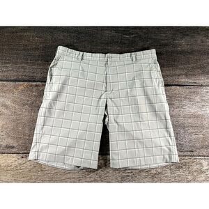 Nike Golf Men's Plaid Grey White Shorts Dri-Fit Flat Front SZ 40 Drifit